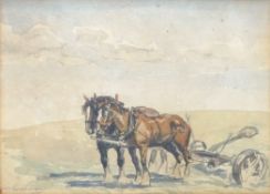 W Goodman, The Ploughing Team, watercolour, signed lower left and dated 1935,