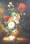 Continental School, Still Life, a vase of flowers, oil on canvas,