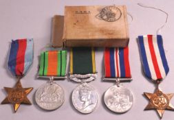A George VI Efficiency Service medal to 1441547 Gunner 1939-45 and France and Germany Stars,