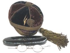 A Victorian velvet cricket cap,
