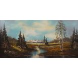 Simon, An Alpine lake landscape, oil on canvas, signed lower right, framed,