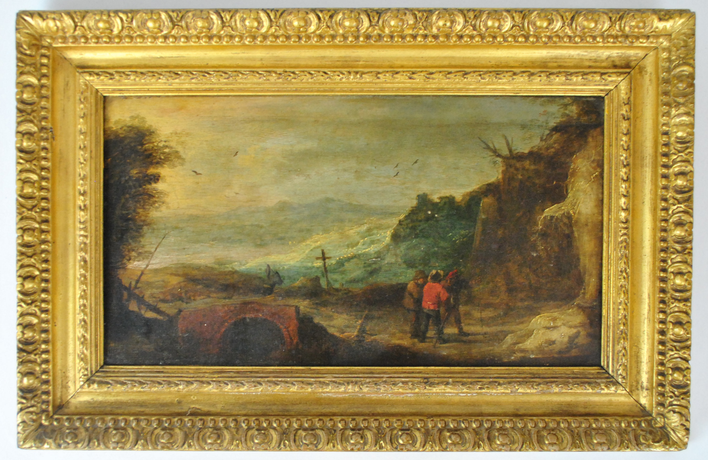 Continental school, early 19th century, Figures in an extensive landscape, oil on panel, - Image 2 of 3