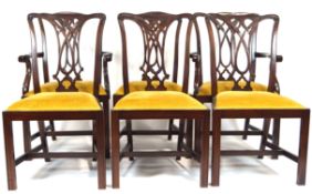 A set of six mahogany Georgian style dining chairs, to include two carvers,