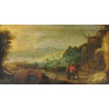 Continental school, early 19th century, Figures in an extensive landscape, oil on panel,