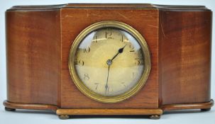 French (retailer R M Seale, Lowestoft) platform escapement clock, in a shaped front mahogany case,