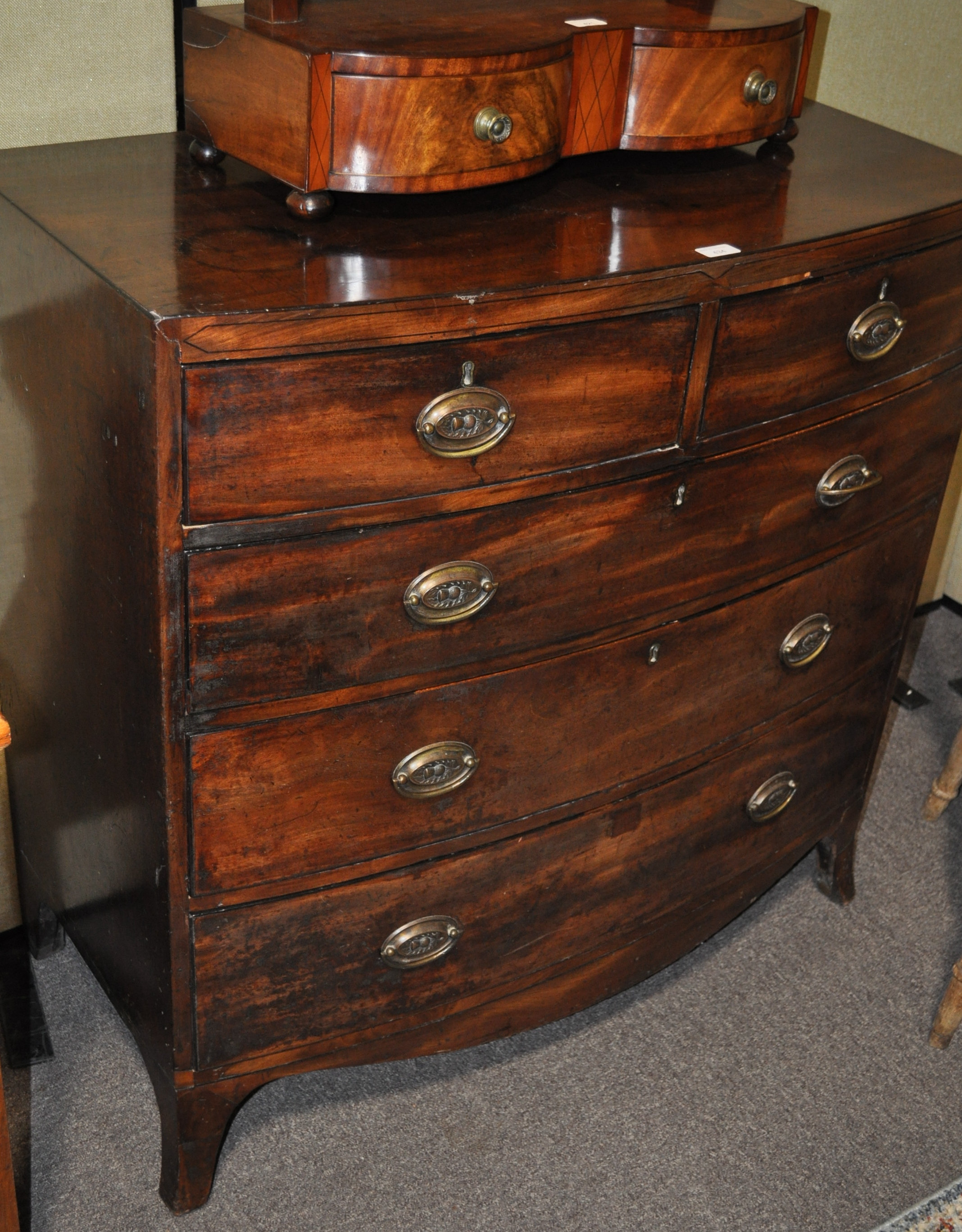 A George IV mahogany chest of two short and three long drawers, - Image 3 of 6