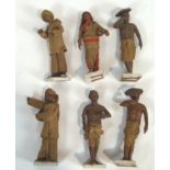 A group of late 19th century Indian Poonah clay and fabric figures consisting of three fishermen,