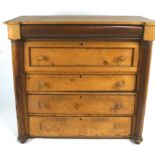 A Victorian pine and mahogany chest of drawers,