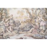 A large woven tapestry style wall hanging, in the 18th century style,