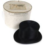 A Parsley's (Bristol Hats, A A Whyatt) black silk top hat,