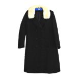 A ladies Astrakhan style double breasted coat with mink collar,