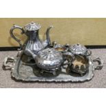 A silver plated four piece tea service,