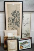 A Chinese watercolour and other pictures