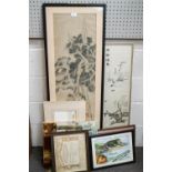 A Chinese watercolour and other pictures