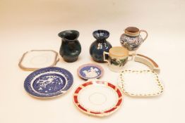 A selection of pottery, including Poole,