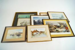 A large group of assorted prints and other framed items