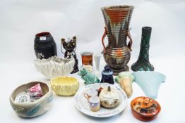 An Art Deco two handled vase and other items