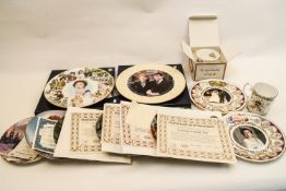 A collection of Royal memorabilia plates and cups
