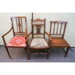 A mahogany inlaid chair and two others