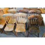 Six slat back kitchen chairs