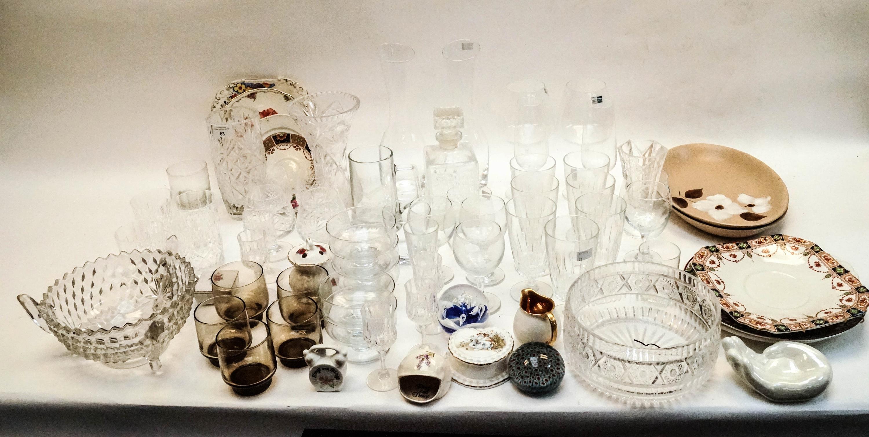 A collection of glass and china