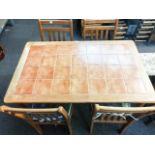 A tile top kitchen table and a set of four chairs