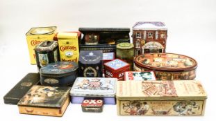 A group of vintage tins