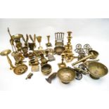 A group of assorted brassware