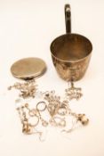 A collection of silver jewellery and plated ware