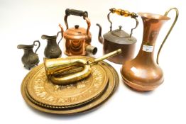 A group of assorted brassware