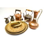 A group of assorted brassware