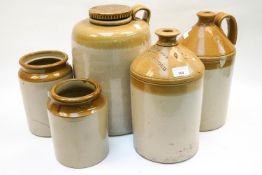 Five stoneware jars,