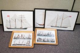 A group of marine prints