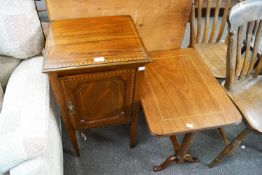 A mahogany inlaid side table and a mahogany bedside table