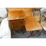 A mahogany inlaid side table and a mahogany bedside table