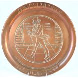 A Johnnie Walker pressed copper round advertising tray,