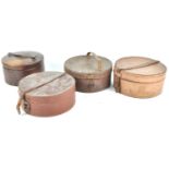 Four leather gentleman's collar boxes, the largest 20cm diameter,