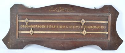 An E J Riley Limited snooker score board,