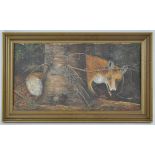 P Rosen,Fox and Tree, oil on canvas, signed lower left,