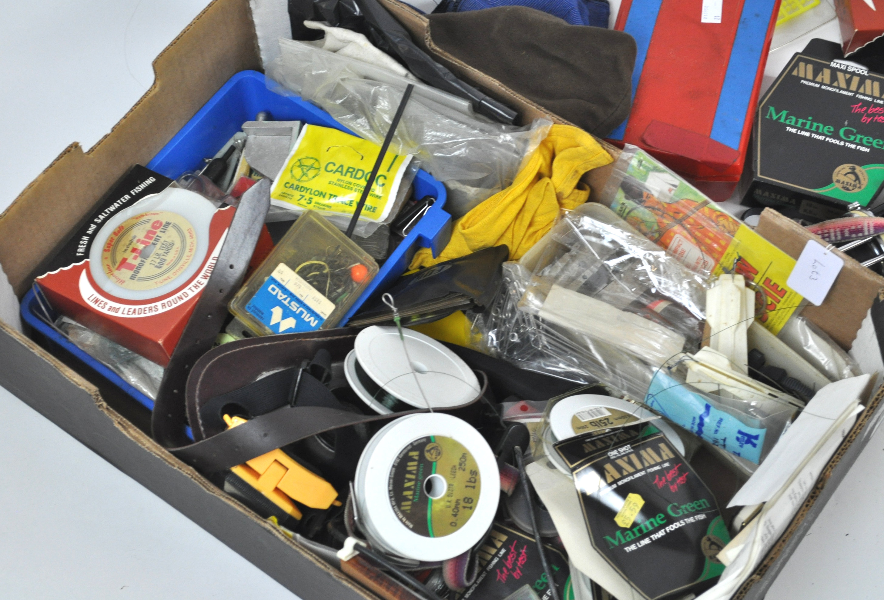 A large box of assorted sea tackle, lines, rigs, wallets, - Image 2 of 3