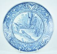 A Boch 'Delft' plate, painted in blue with a shooting scene,