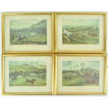 After Hunt after Turner, 'Vale of Aylesbury Steeple Chase', coloured prints, set of four,