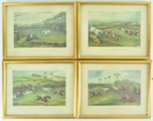 After Hunt after Turner, 'Vale of Aylesbury Steeple Chase', coloured prints, set of four,