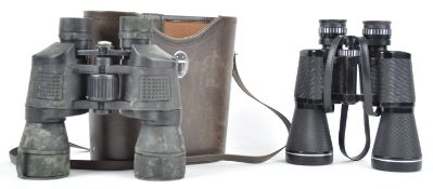 A pair of Prinzlux 16 x 50 binoculars, and another pair of un-branded binoculars,