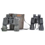 A pair of Prinzlux 16 x 50 binoculars, and another pair of un-branded binoculars,