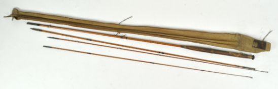 A VIntage Hardy 'Palakona' three piece split cane Trout rod