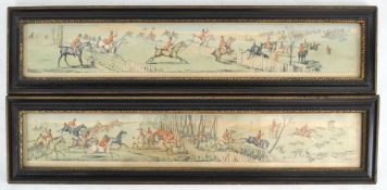 After Sutherland, Hunting scenes, watercoloured prints, a pair,