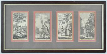 Ryland after A Wale, published 1759, Fishing scenes, engravings, a set of four in one frame,