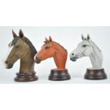 Two Country Artists resin figures of horses heads, Hunter and Thoroughbred,