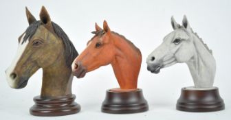 Two Country Artists resin figures of horses heads, Hunter and Thoroughbred,